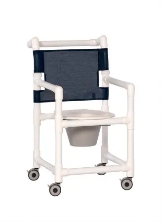 IPU - From: SC9111P To: SCC9150PLUM - ipu Original Commode / Shower Chair ipu Original Fixed Arms PVC Frame Mesh Backrest 17 1/4 Inch Seat Width 300 lbs. Weight Capacity