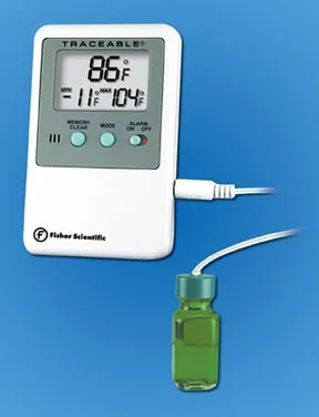 PANTek Technologies - Fisherbrand Traceable - S66278 - Digital Refrigerator / Freezer Thermometer With Alarm Fisherbrand Traceable Fahrenheit / Celsius -58° To +158°f (-50° To +70°c) Bottle Probe Door / Wall Mount Battery Operated