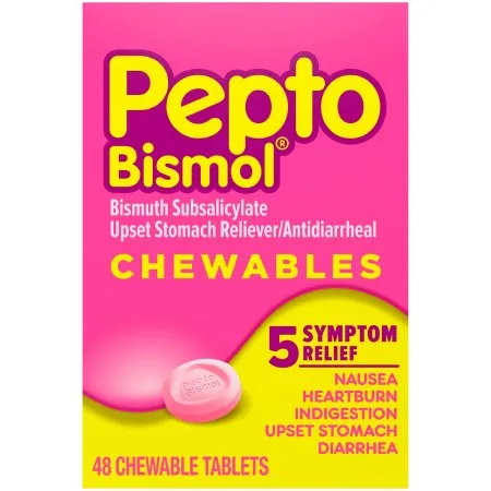 Procter & Gamble - Pepto Bismol - 37000047710 - Anti-Diarrheal Pepto Bismol 262 mg Strength Chewable Tablet 48 per Box