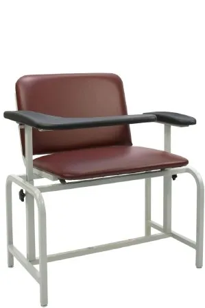 Winco - 2575-08 - Extra Large Blood Drawing Chair Single Adjustable Flip Up Armrest Black