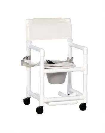 IPU - From: VL SC17 P FRSB WHITE To: VL SC20 P BLUE - ipu Standard Commode / Shower Chair ipu Standard Fixed Arms PVC Frame Mesh Backrest 18 Inch Seat Width 300 lbs. Weight Capacity