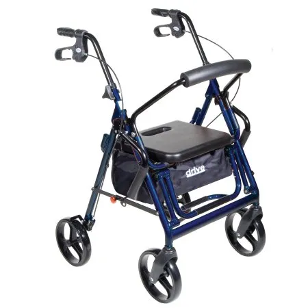 Drive Devilbiss Healthcare - 795B - Drive Medical drive Duet 795B 4 Wheel Rollator / Transport Chair drive Duet Blue Adjustable Height / Transport / Folding Aluminum Frame