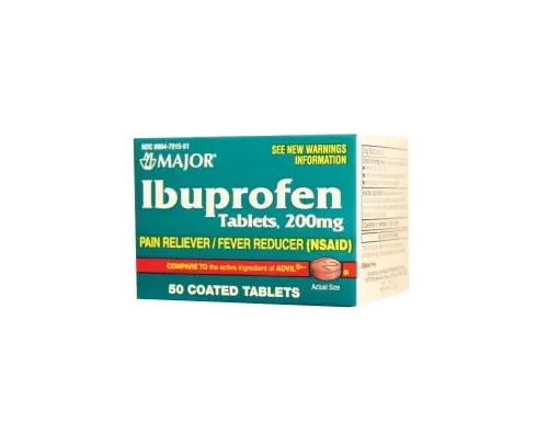 Major Pharmaceuticals - 700393 - Ibuprofen, 200mg, 50s, Compare to Advil, 144/cs, NDC# 00904-6747-51
