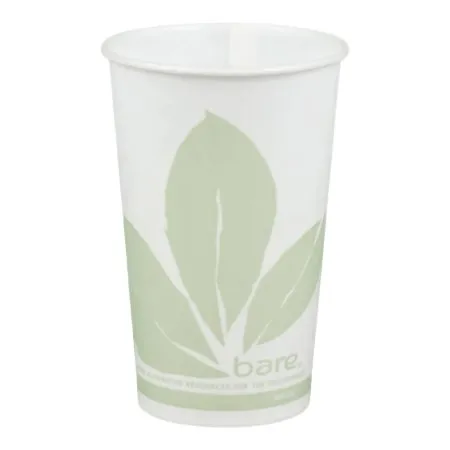 RJ Schinner Co - Bare Eco-Forward - RW16BB-JD110 - Drinking Cup Bare Eco-Forward 16 oz. Leaf Print Wax Coated Paper Disposable