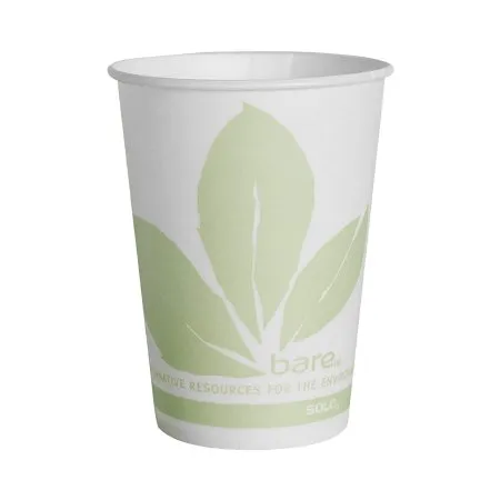 RJ Schinner Co - Bare Eco-Forward - R9BB-JD110 - Drinking Cup Bare Eco-Forward 9 oz. Leaf Print Wax Coated Paper Disposable