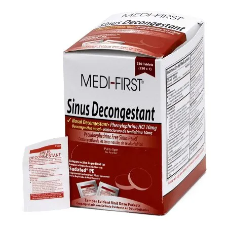 Medique Products - Medi-First - 80948 - Medi First Sinus Relief Medi First 10 mg Strength Tablet 250 per Box