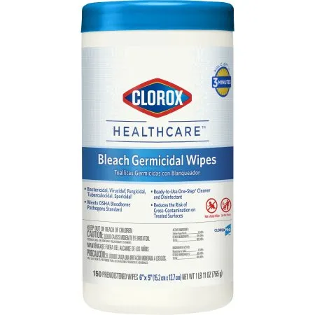 Clorox - Clorox Healthcare - 30577 - Clorox Healthcare Surface Disinfectant Cleaner Premoistened Germicidal Manual Pull Wipe 150 Count Canister Floral Scent Nonsterile