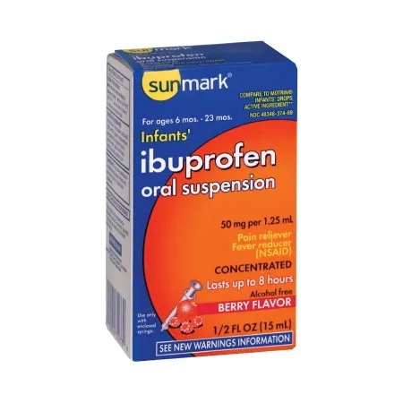 McKesson - sunmark - 49348037469 - Ibuprofen, Drp Oral 50mg/1.25ml Berry Inf 0.5oz