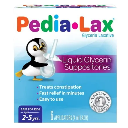 C.B. Fleet - Pedia-Lax - 00132019012 - Laxative Pedia-Lax Suppository 6 per Box 2.8 Gram Strength Glycerin