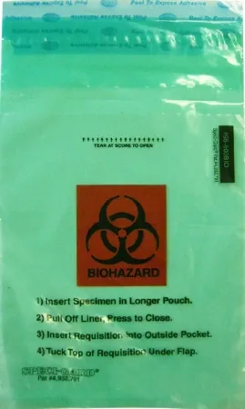 Minigrip - SPEC-PNYG - Specimen Transport Bag With Document Pouch Speci-gard® 6 X 10 Inch Adhesive Closure Biohazard Symbol / Storage Instructions / Instructions For Use Nonsterile