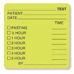 United Ad Label - UAL - ULCL400 - Pre-printed Label Ual Laboratory Use Green Paper _test Patient_date_fast_time_ Black Lab / Specimen 2-1/2 X 2-1/2 Inch