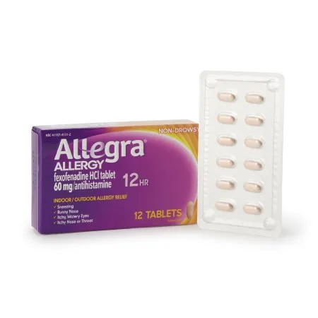 Chattem - Allegra - 41167413102 - Allergy Relief Allegra 60 mg Strength Tablet 12 per Box