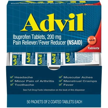 Glaxo Consumer Products - Advil - 30573015489 - Pain Relief Advil 200 mg Strength Ibuprofen Tablet 50 per Box