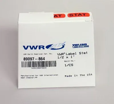 VWR International - 89097-838 - Pre-printed Label Vwr Advisory Label Red Paper Stat Black Alert Label 3/8 X 1-1/2 Inch