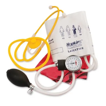 Hopkins Medical Products - Hopkins - 695259 - Single Patient Use Vital Signs Kit with thermometer Hopkins 31 to 40 cm Large Adult Cuff Single Head Disposable Stethoscope Pocket Aneroid