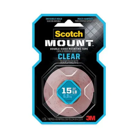 Scotch - MMM-410H - Permanent Clear Mounting Tape, Holds Up To 15 Lbs, 1 X 60, Clear