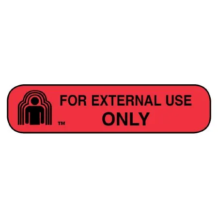 Apothecary - Apothecary Products - 40111 - Pre-Printed Label Apothecary Products Auxiliary Label Red Paper FOR EXTERNAL USE ONLY Black Safety and Instructional 3/8 X 1-9/16 Inch