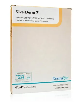 DermaRite  - SilverDerm7 - 00550E - Industries  Silver Wound Contact Layer Dressing  4 X 4 Inch Square Sterile
