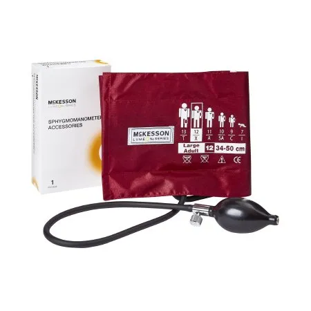 McKesson - 01-865-12XBDGM - LUMEON Reusable Blood Pressure Cuff and Bulb LUMEON 34 to 50 cm Arm Nylon Cuff Large Adult Cuff