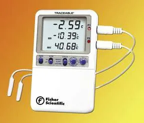 PANTek Technologies - Fisher Scientific Traceable Hi-Accuracy - S98175 - Digital Refrigerator / Freezer Thermometer With Alarm Fisher Scientific Traceable Hi-accuracy Fahrenheit / Celsius -58° To +158°f (-50° To +70°c) 2 External Probes Desk / Wall Mount 
