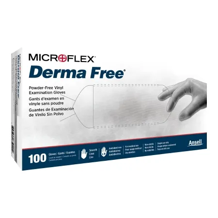Microflex Medical - Derma Free - DF-850-M -  Exam Glove  Medium NonSterile Vinyl Standard Cuff Length Smooth Clear Not Rated