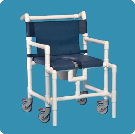 IPU - SCC750 OS N TEAL - Commode / Shower Chair Ipu Fixed Arms Pvc Frame Mesh Backrest 28 Inch Seat Width 450 Lbs. Weight Capacity