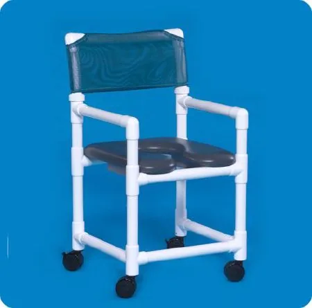 IPU - VLOF20BLUE - Shower Chair ipu Fixed Arms PVC Frame Mesh Backrest 21 Inch Seat Width 300 lbs. Weight Capacity