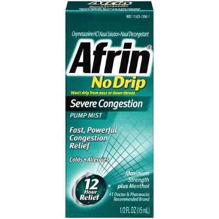 MSD Consumer Care - Afrin No Drip Severe Congestion - 11523135001 - Sinus Relief Afrin No Drip Severe Congestion 0.05% Strength Nasal Spray 15 mL
