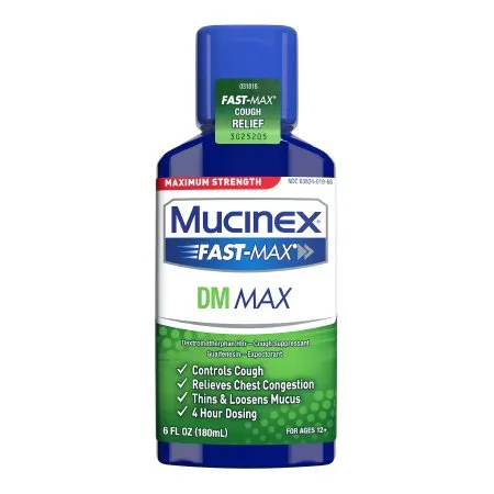 Reckitt Benckiser - Mucinex Fast-Max DM Max - 63824001966 - Cold and Cough Relief Mucinex Fast-Max DM Max 400 mg - 20 mg / 20 mL Strength Liquid 6 oz.