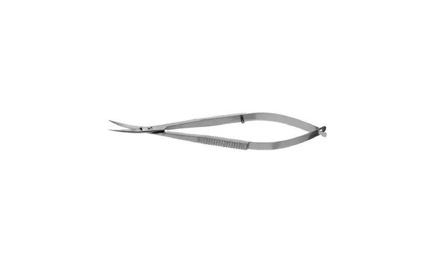 V. Mueller - OP5505 - Iris Scissors V. Mueller 4-1/2 Inch Length Surgical Grade Stainless Steel NonSterile Thumb Handle with Spring Curved Sharp Tip / Sharp Tip