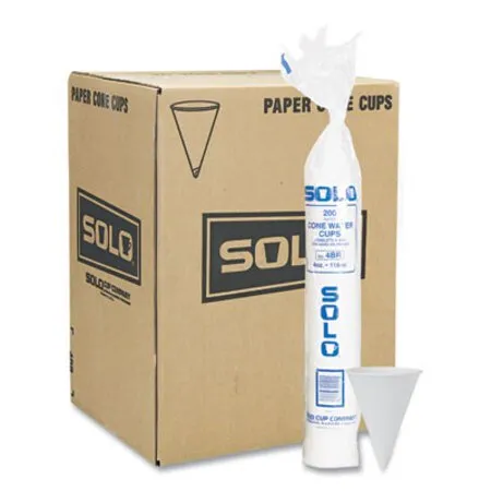 Solo - SCC-4BRCT - Cone Water Cups, Proplanet Seal, Cold, Paper, 4 Oz, White, 200/bag, 25 Bags/carton