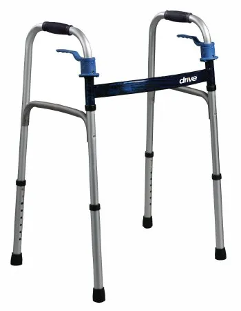Drive Medical - drive Deluxe - 10225-4 - Dual Release Folding Walker Adjustable Height drive Deluxe Aluminum Frame 350 lbs. Weight Capacity 25-1/2 to 32-1/2 Inch Height