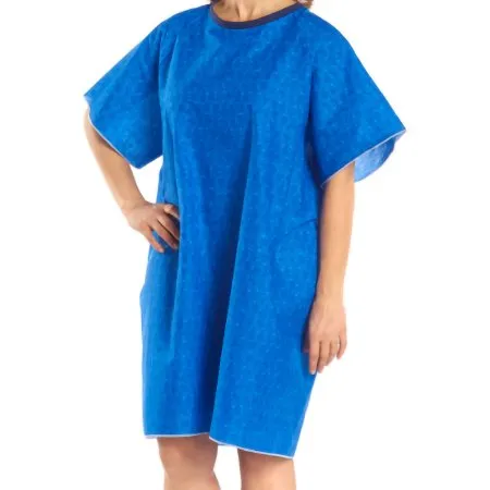 Salk - TieBack - From: 550BM To: 550BP -  Patient Exam Gown  One Size Fits Most Blue Marble Print Reusable