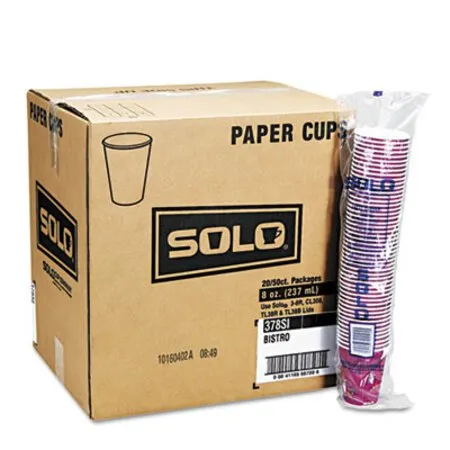 Solo - SCC-412SIN - Paper Hot Drink Cups In Bistro Design, 12 Oz, Maroon, 50/bag, 20 Bags/carton