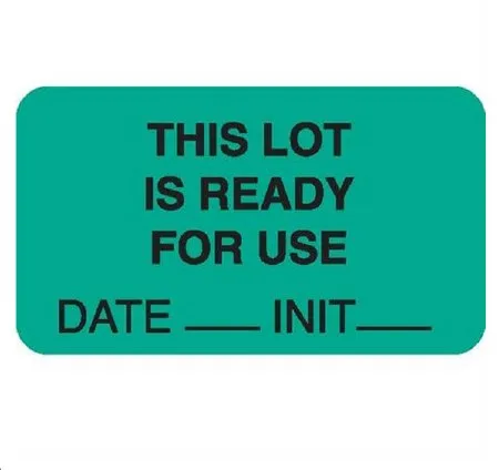 Market Lab - 8028 - Pre-Printed Label Advisory Label Yellow Paper THIS LOT IS READY FOR USE / DATE____ INIT____ Black Quality Control Label 1 X 3-3/4 Inch