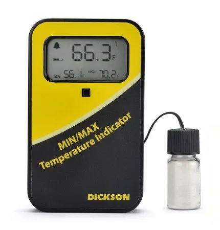 Dickson - MM120 - Digital Vaccine Thermometer With Alarm Dickson Fahrenheit / Celsius -50° To +122°f (-50° To +50°c) External Thermistor Probe Wall Mount Battery Operated