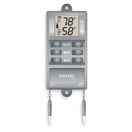 Grainger - 3NE56 - Digital Thermometer Fahrenheit / Celsius -20° To +120°f (-29° To +50°c) 2 External Probes Wall Mount Battery Operated