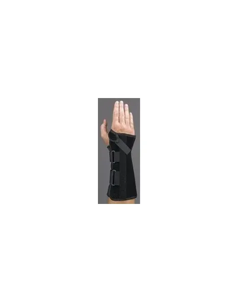 Medical Specialties - V-Strap - 223275 - Wrist Brace V-strap Aluminum / Felt / Vetstretch Left Hand Black Large