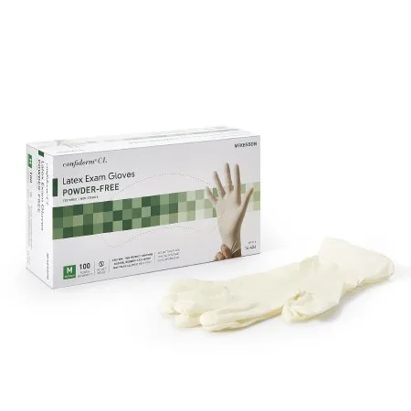 McKesson - From: 14-422 To: 14-430 - Confiderm CL Exam Glove Confiderm CL X Small NonSterile Latex Standard Cuff Length Textured Fingertips Ivory Not Rated