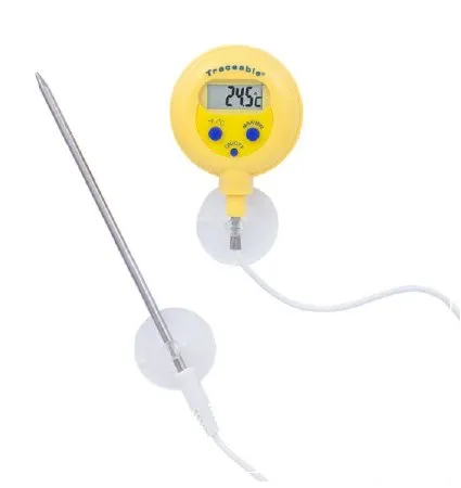 Cole-Parmer Inst. - Traceable - 90205-22 - Digital Water-Resistant Thermometer Traceable Fahrenheit / Celsius -58° to +572°F (-50° to +300°C) Stainless Steel Probe Multiple Mounting Options Battery Operated