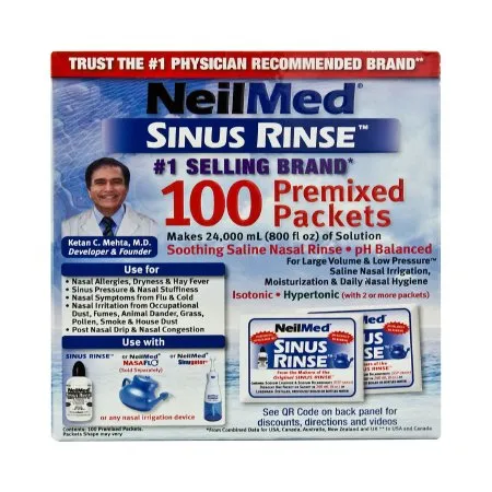 Neilmed Products - Neilmed Sinus Rinse - 05928000200 - Saline Nasal Rinse Refill Kit Neilmed Sinus Rinse 100 Packets