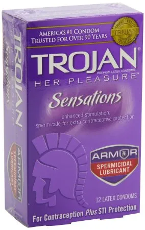 Church and Dwight - Trojan Her Pleasure - 02260097352 - Condom Trojan Her Pleasure Lubricated One Size Fits Most 12 per Box