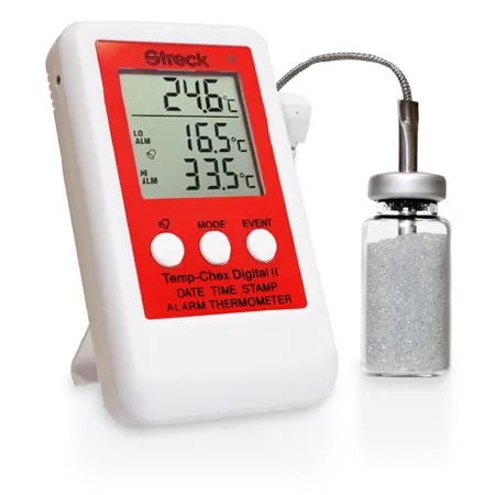Streck Laboratories - Temp-Chex Digital II - 240501 - Digital Laboratory Thermometer Temp-chex Digital Ii Celsius -50° To 200°c Bottle Probe Desk / Wall / Door Mount Battery Operated