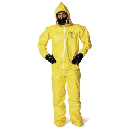 Fisher Scientific - DuPont Tychem QC 122 - 19085218 - Coverall with Hood and Boot Covers DuPont Tychem QC 122 2X-Large Yellow Disposable NonSterile