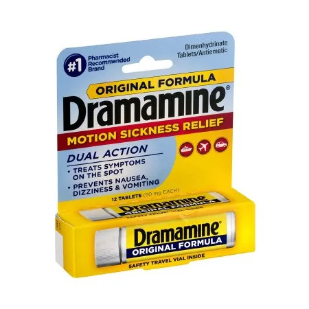Medtech Laboratories - Dramamine - 83124800197 - Nausea Relief Dramamine 50 mg Strength Tablet 12 per Bottle