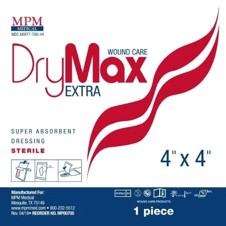 MPM Medical - MP00700 - DryMax Extra Super Absorbent Dressing DryMax Extra 4 X 4 Inch Square