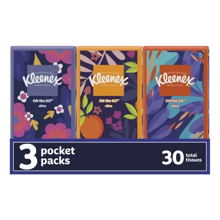 Kimberly Clark - Kleenex Pocket Pack - 11976 - Kleenex Pocket Pack Facial Tissue White 8-3/5 X 8-3/10 Inch 15 Count
