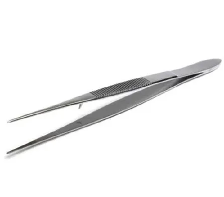 Market Lab - 6030 - Tweezers 5 Inch Length Stainless Steel Nonsterile Nonlocking Thumb Handle Straight Serrated Tips