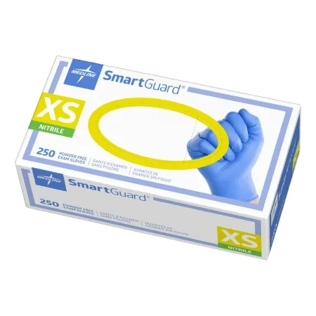 Medline - SmartGuard - SG310 - Exam Glove Smartguard X-small Nonsterile Nitrile Standard Cuff Length Textured Fingertips Blue Chemo Tested