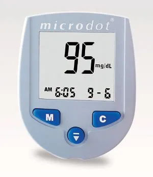 Cambridge Sensors USA - Microdot - 100-01 - Blood Glucose Meter Microdot 10 Second Results Stores up to 500 Results No Coding Required